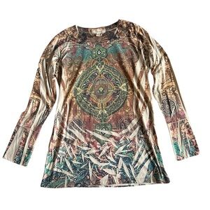 Decree VTG Y2K Fairy Grunge Mandala Graphic Long Sleeve Top - L